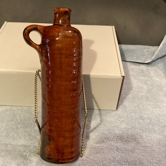 VTG Newberry Stoneware Wine Jug/ Decanter/Bottle-Rich Brown Glaze w/Handle-11"H - Picture 3 of 8